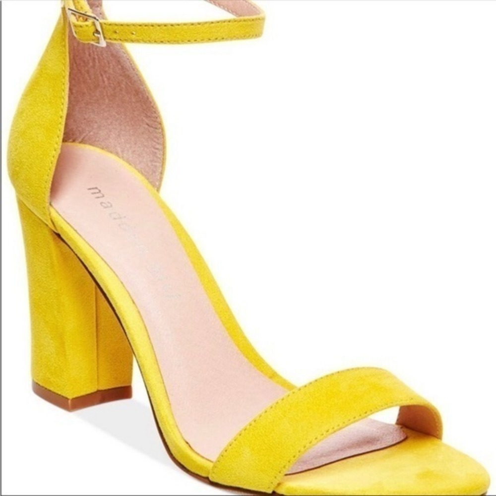 Madden Girl by Steve‎ Madden • Yellow Beella Suede Ankle Block Heels